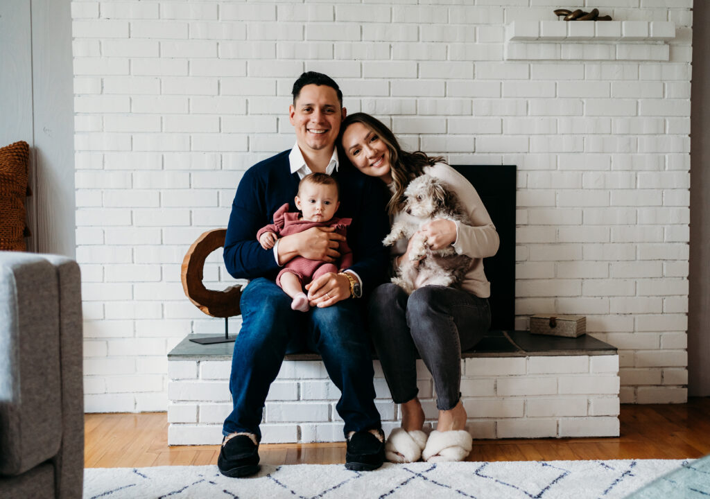 Family together with baby and dog Portland Newborn Photographer